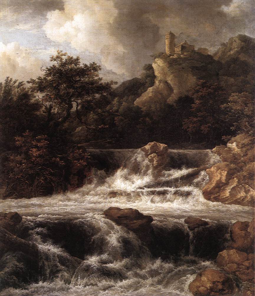 Waterfall with Castle  Built on the Rock